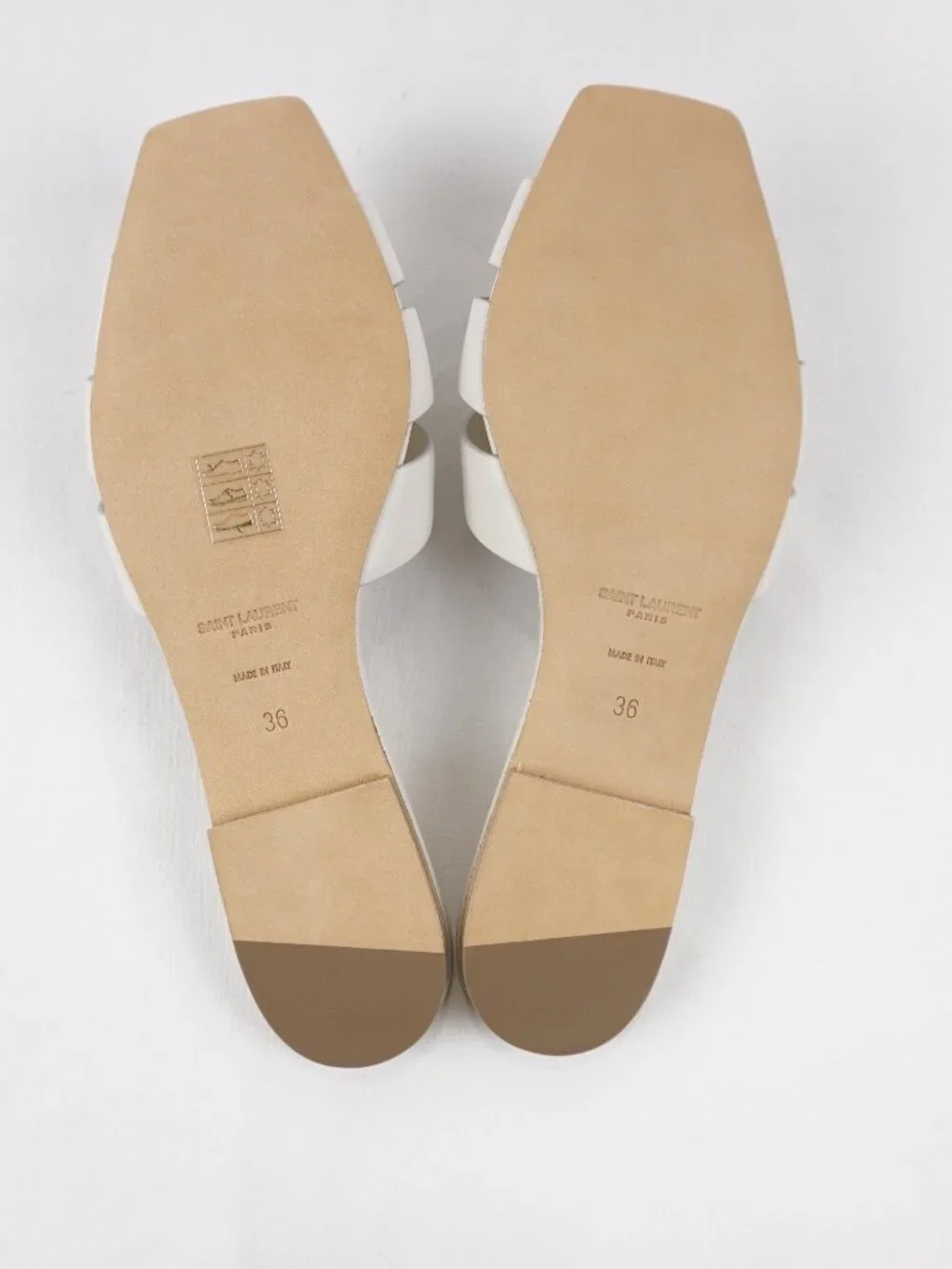 Saint Laurent Tribute Mule Slide-On Sandals In White Leather - Size US 6 (New) - Picture 6 of 14